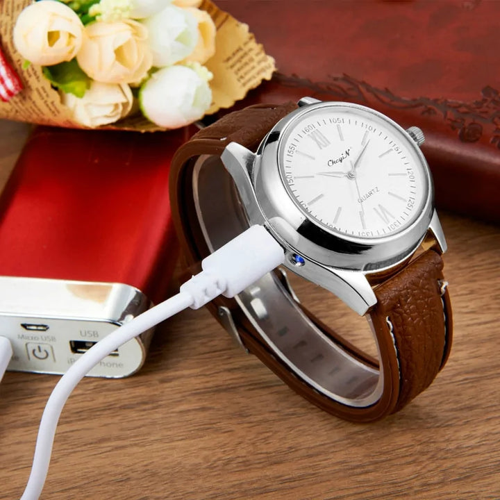 Premium Lighter Watch Rechargeable, Watch lighter USB, Windproof Hidden Lighter watch