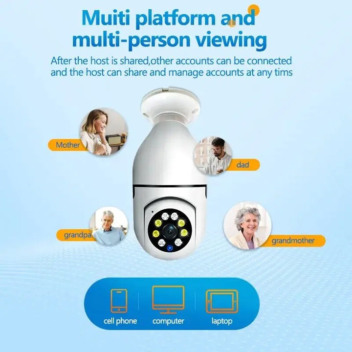 Smart 5G Surveillance Bulb: Full-Color Night Vision, Light bulb camera, Smart surveillance cameras