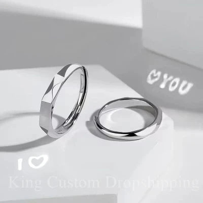 Adjustable Light Sculpte projection Reflective Couple Sterling Silver 925 Ring Valentine's Day Wedding Anniversary Fashion Gift.