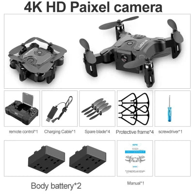 New Mini Drone V2 4K 1080P HD Camera Wifi Fpv Air Pressure Altitude Hold Foldable Quadcopter RC Drone Kid Toy Gift