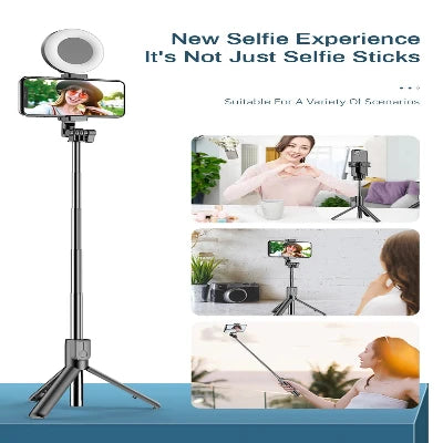 2024 New 6-in-1 Bluetooth Self Timer Selfie Stick, Most modern and effective Selfie stick with ring light duals