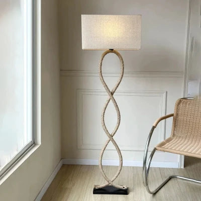 Nordic style Lamp, Nordic Retro Wabi Sabi Hemp Rope Fabric Shade Led Floor Lamp Living Room Home Decor Nordic Light